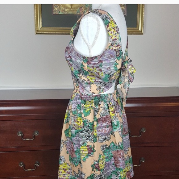 Bar III Pixelated Floral Tie Back Sundress XL - Picture 3 of 6